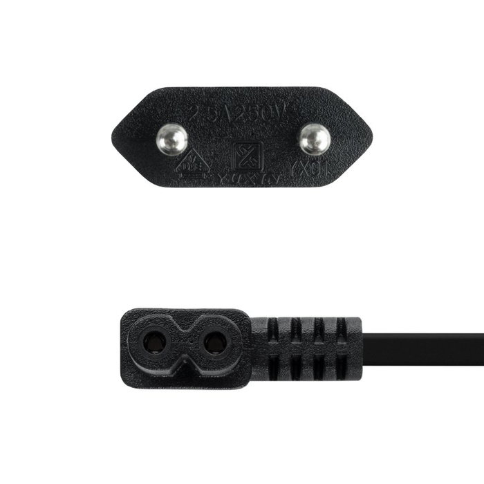 Nanocable Cable Alimentación Acodado CEE7/16/M-C7/H Negro 3.0 m
